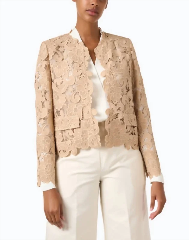 women's coats for winter weddingsKaiya Lace Jacket In Teak