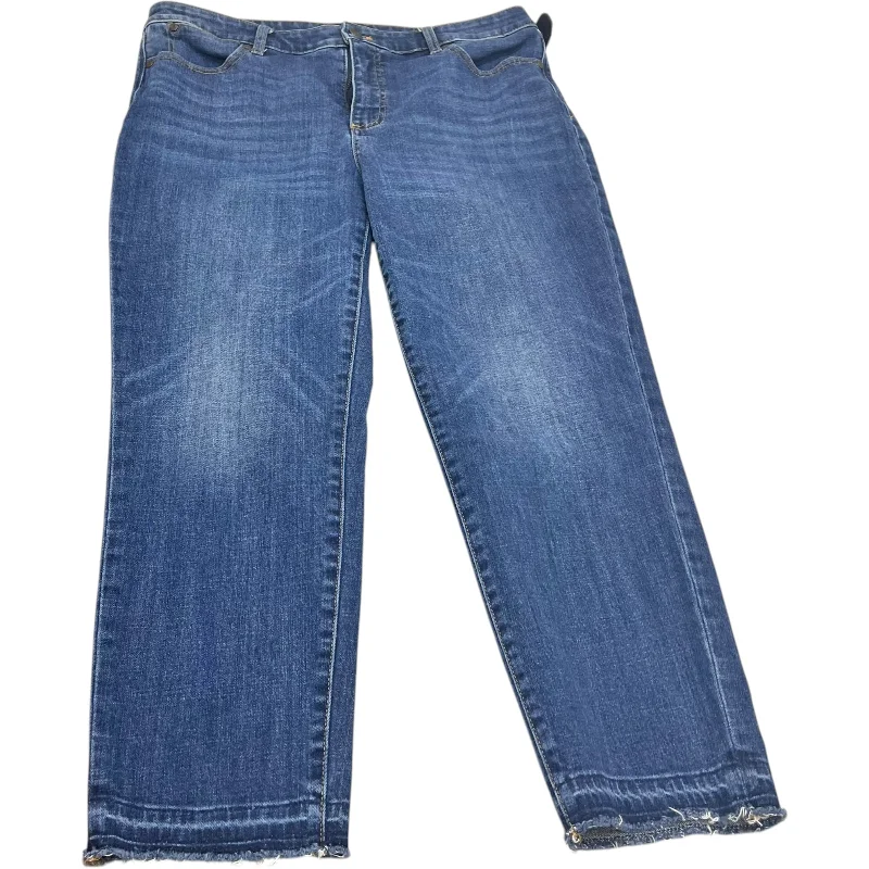 women's denim jeans with ripped kneesJeans Straight By Talbots In Blue Denim, Size: 12