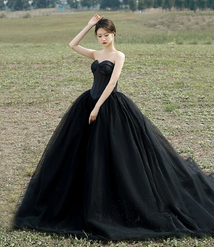 women's high-low dressesBlack tulle long ball gown dress evening gown  10305