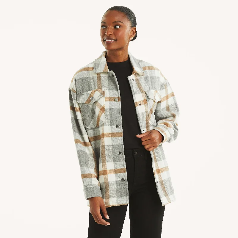 women's coats with military-inspired designsNautica Womens Plaid Shacket