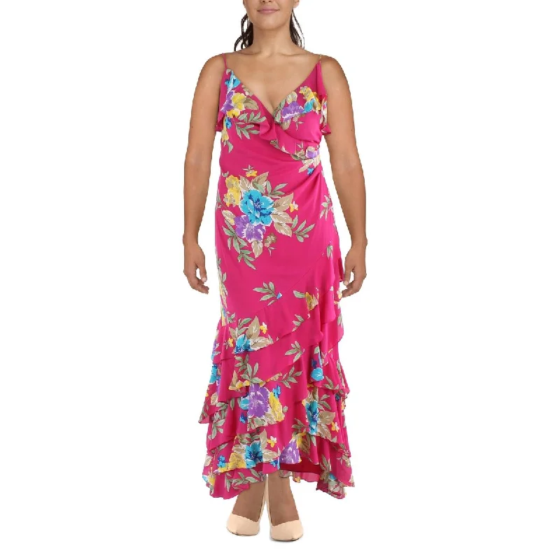 Crepe DressLauren Ralph Lauren Womens Floral Print Long Evening Dress