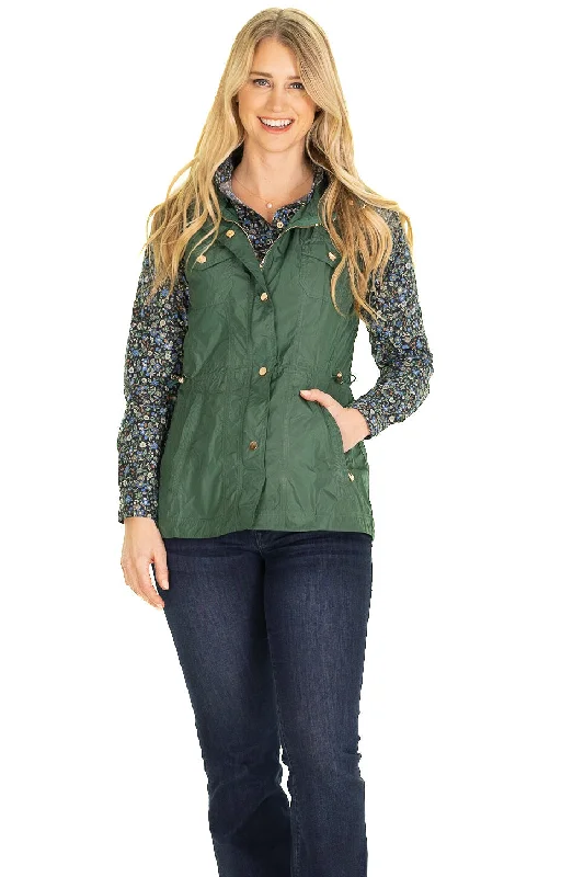 women's coats with geometric patternsThe Sumner Vest in Green Nylon