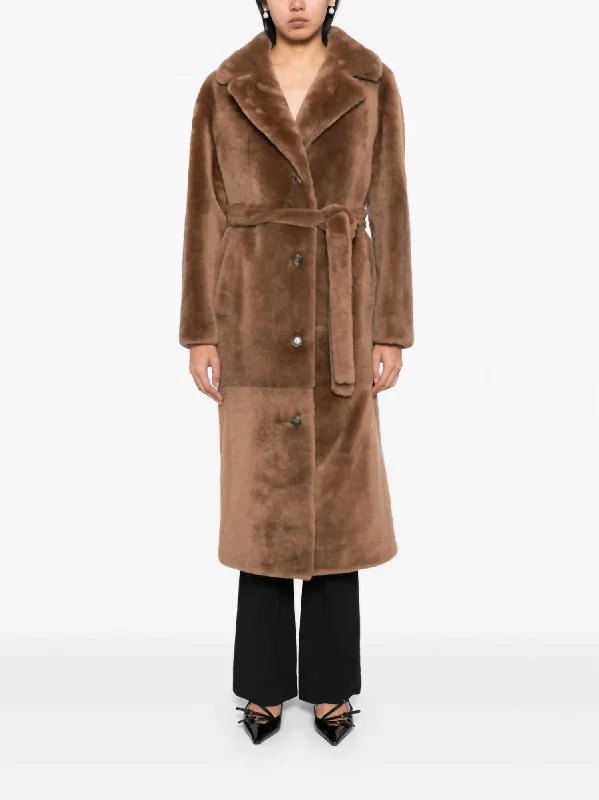 women's coats with pocketsManteau Coat In Brown