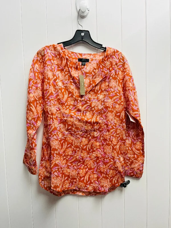 women's tops in solid colorsTop Long Sleeve By J. Crew In Orange, Size: Xxs