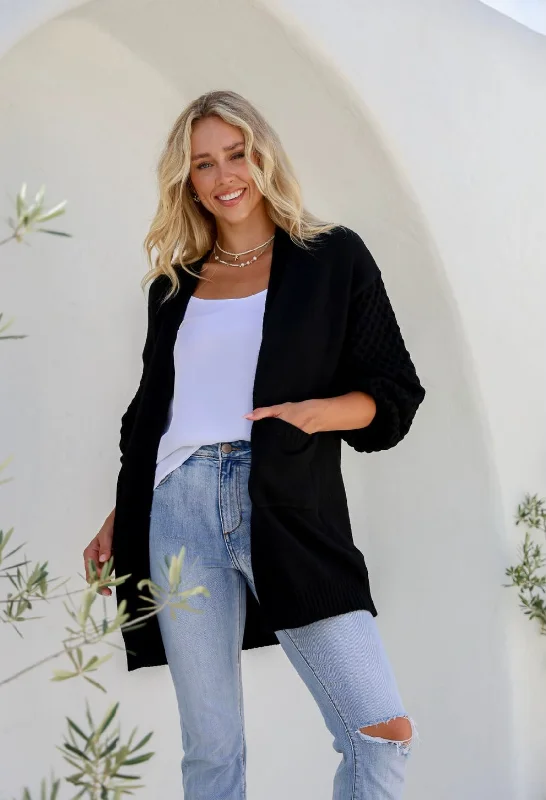 women's tops for those who want to wear pieces that are both functional and fashionableHoneycomb Cardi in Black