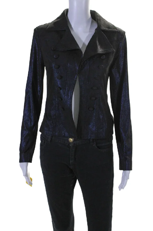 women's wool coatsInsight Womens Sparkle Metallic Midnight Blue Long Sleeve Jacket