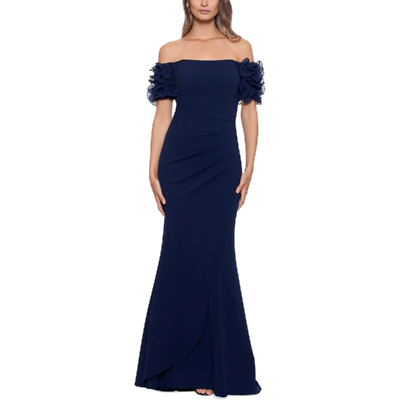 women's bespoke dressesXscape Womens Off-The-Shoulder Ruffled Evening Dress