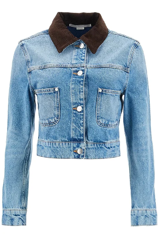 women's coats with embroidered patternsStella Mccartney Women's Cropped blue Jacket For Women