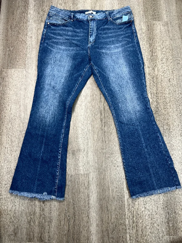 women's denim jeans with cotton blendJeans Flared By Kancan In Blue Denim, Size: 22