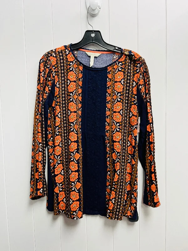 women's tops in solid colorsTop Long Sleeve By Matilda Jane In Blue & Orange, Size: S