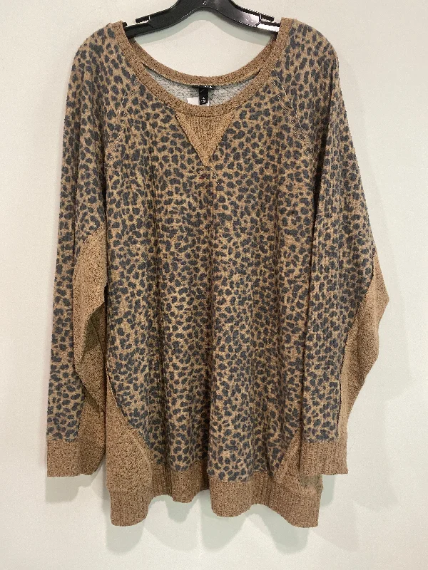 women's tops with flutter sleevesTop Long Sleeve By Torrid In Animal Print, Size: 4x