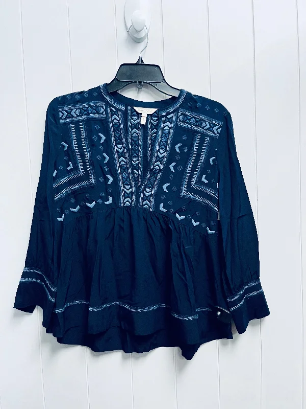 women's tops for those who want to stay warm and stylish during colder weatherTop Long Sleeve By Rebecca Taylor In Navy, Size: Xs