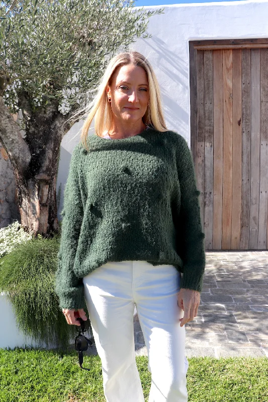 off-the-shoulder women's topsPromise Sweater in Forest Green