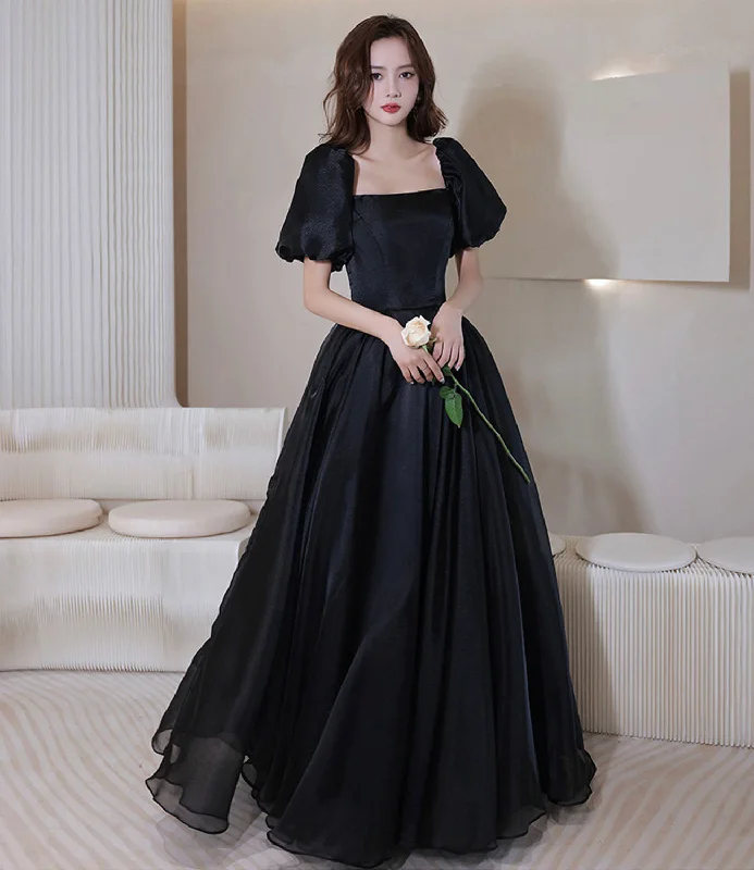 women's empire-line dressesBlack tulle long prom dress A line evening gown  10207