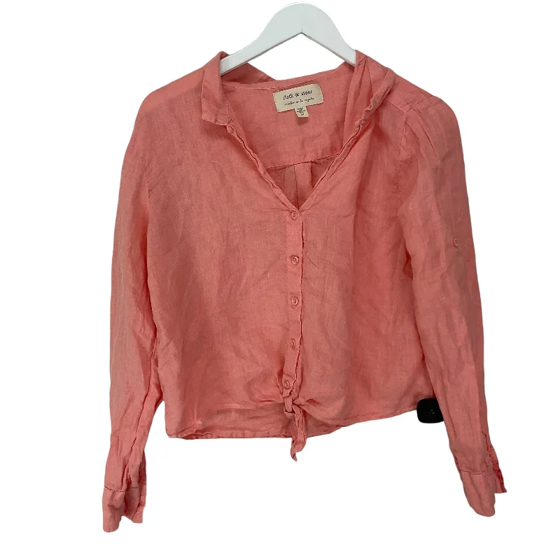 women's tops with unique designsTop Long Sleeve Basic By Cloth & Stone In Peach, Size: M