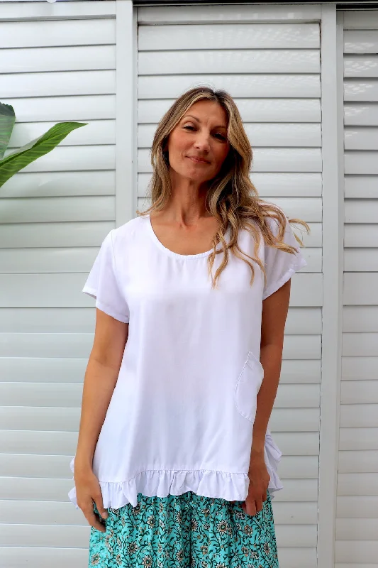 women's tops for those who love bold and vibrant colorsAmalfi Short Sleeve Top In White