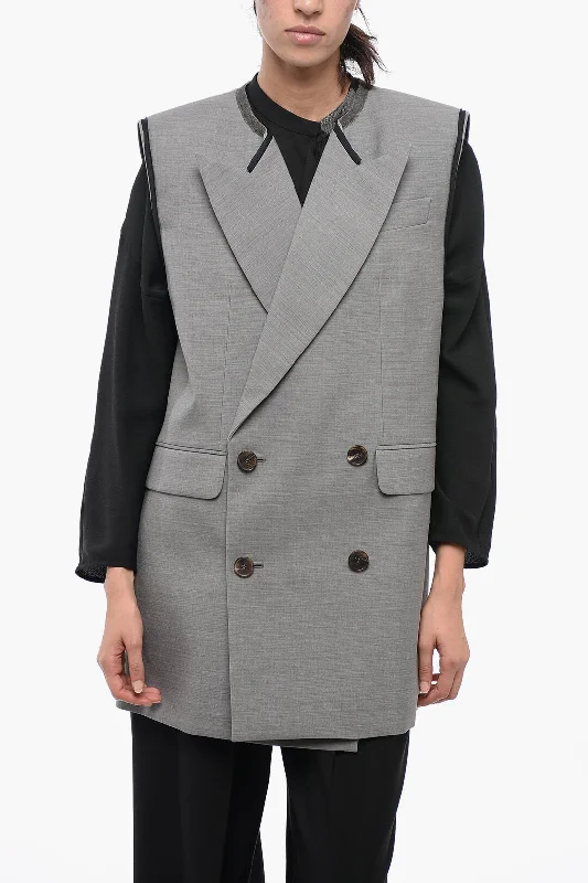 women's coats for statement-making outfitsAlexander Mcqueen Double-Breasted Oversized Wool Blazer With Peak Lapel