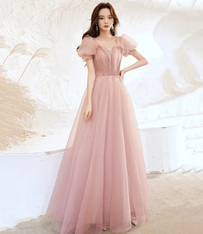 Ball Gown DressPink tulle long prom dress pink evening gown  10258