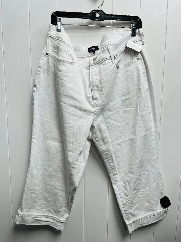 women's distressed denim jeans with holesJeans Cropped By Not Your Daughters Jeans In White, Size: 18