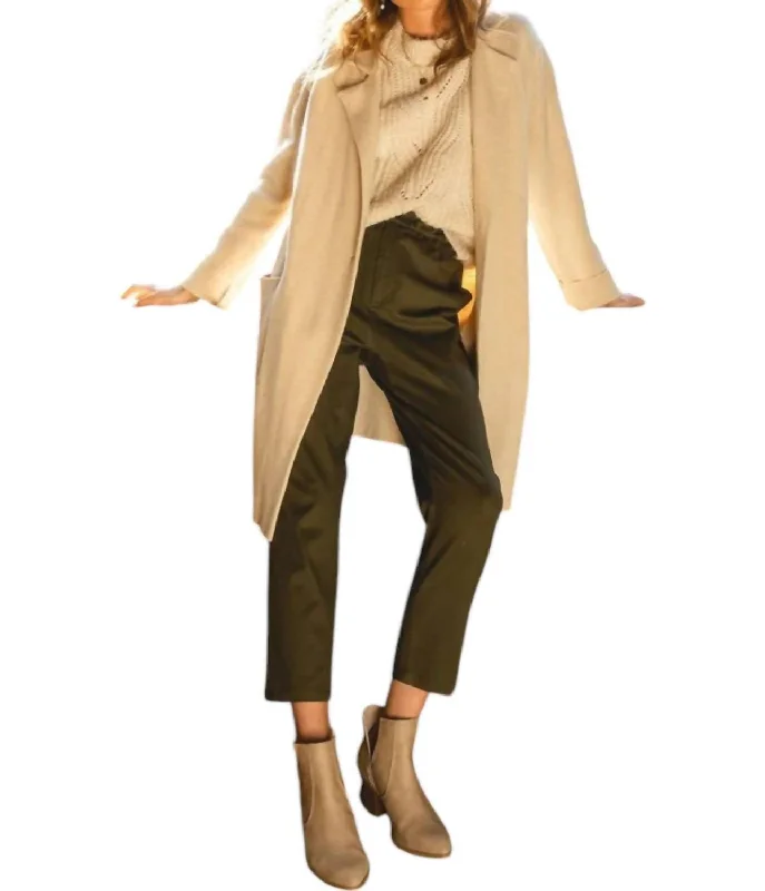 women's coats for winter sports enthusiastsWide Collar Coat In Beige