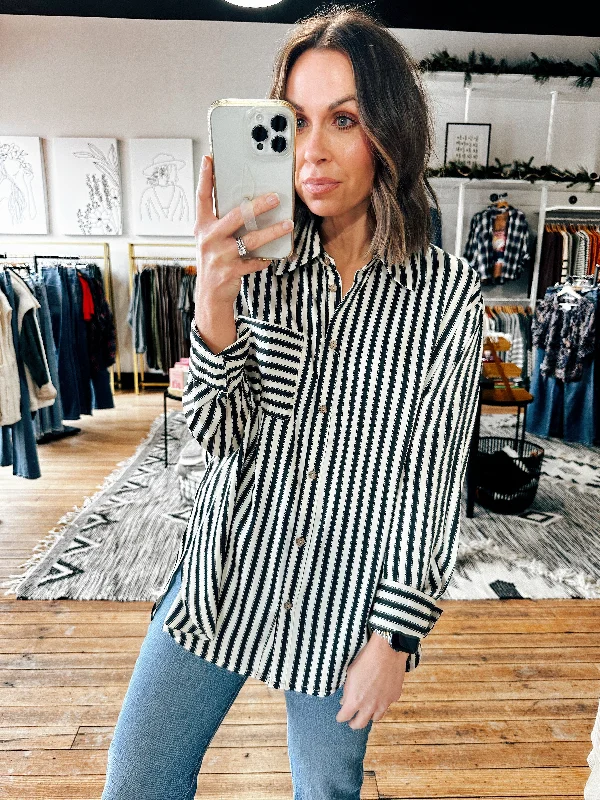 women's tops with asymmetrical designsSatin Stripe Top