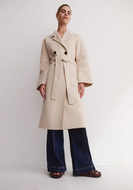 women's coats with geometric patternsMiri Coat_Nougat