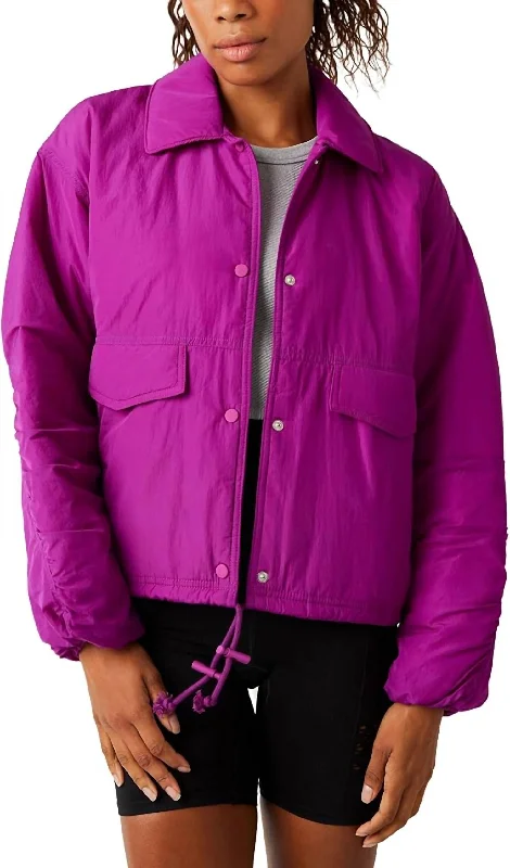 women's coats for fashion-conscious professionalsOff The Bleachers Coaches Jacket In Vivid Violet