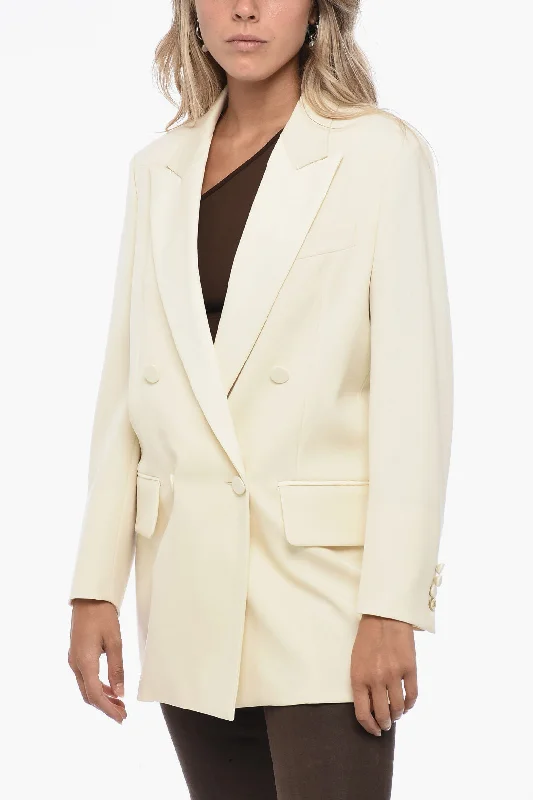 women's coats for vintage fashion enthusiastsMax Mara Double-breasted MONICA Wool Blazer with Satin Details