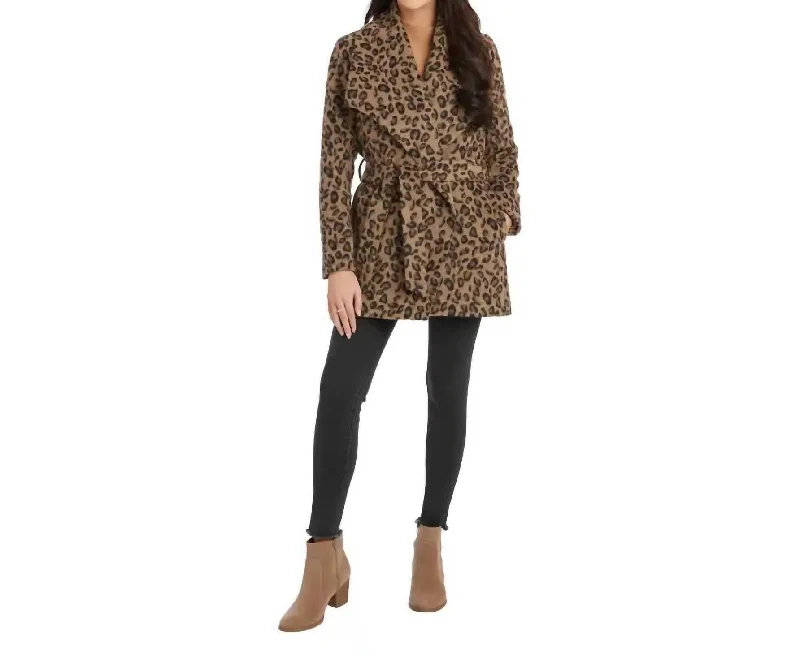 women's coats for everyday wear and tearAlbany Leopard Coat In Tan