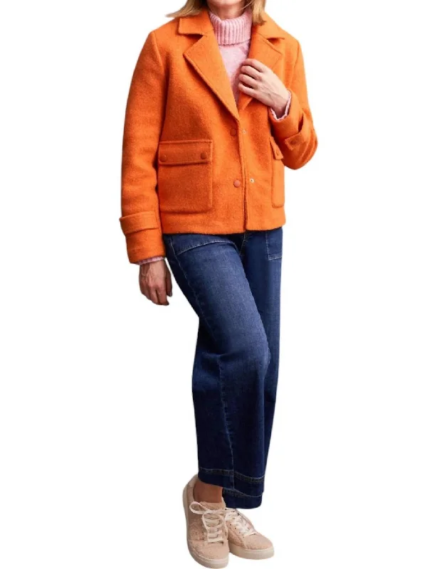 luxury women's coatsSnap Front Closure Peacoat In Burnt Orange