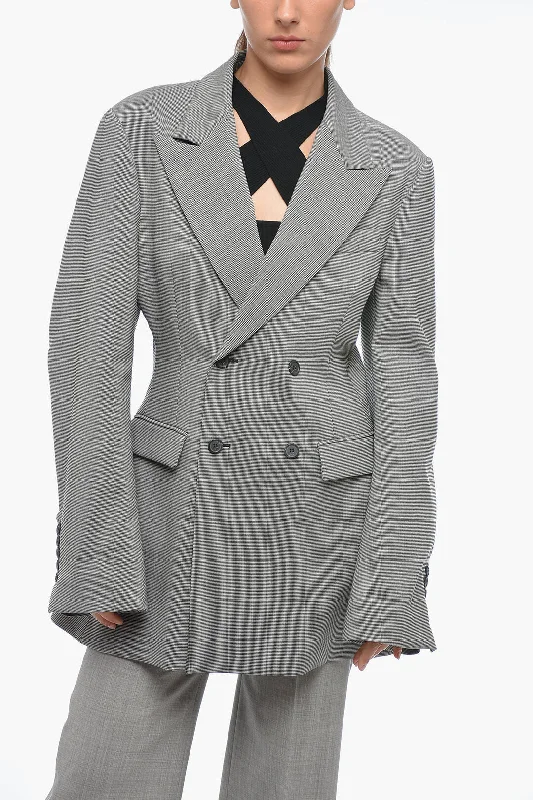 women's trench coatsMatthew Adams Dolan Double Breasted Blazer with Pied de Poule Pattern