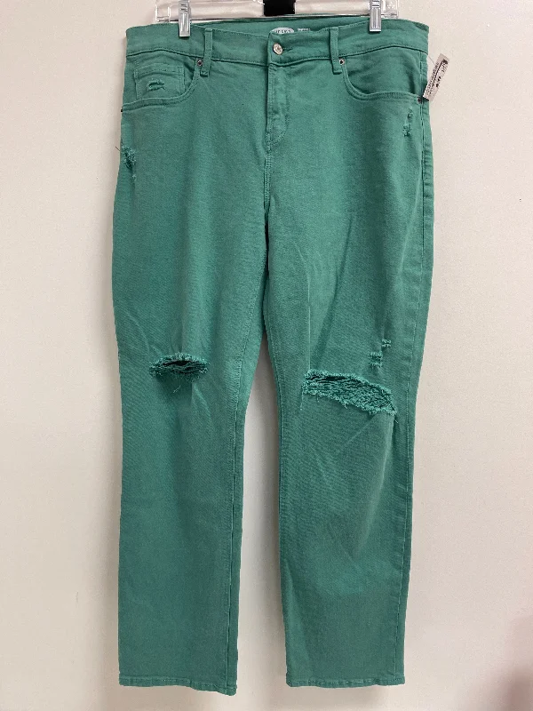 women's denim jeans with distressed hemsJeans Boyfriend By Old Navy In Green, Size: 12