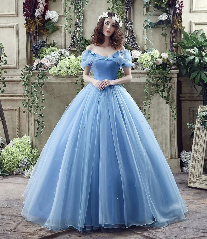 women's versatile dressesBlue tulle long A line prom dress evening gown  10185