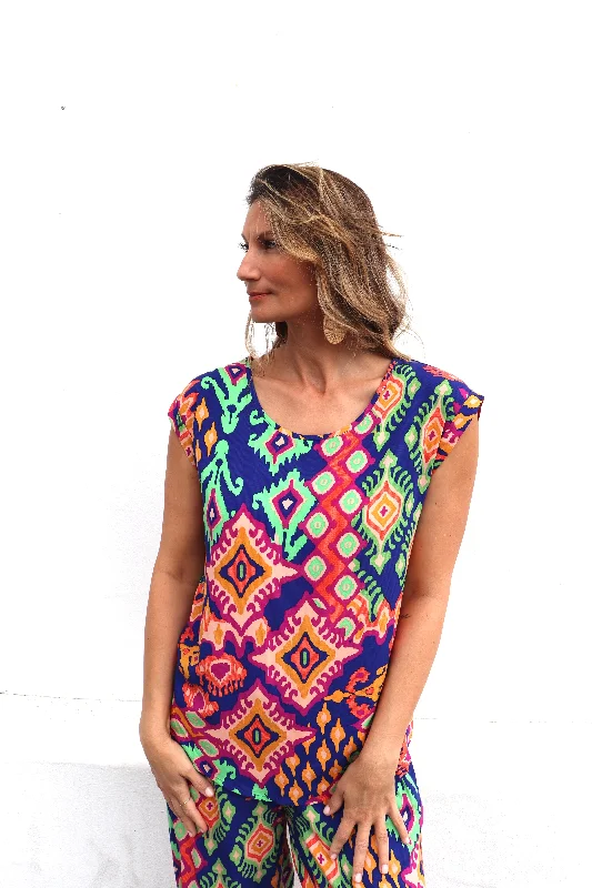 women's tops with sheer overlaysHope Short Sleeve Top in Morocco