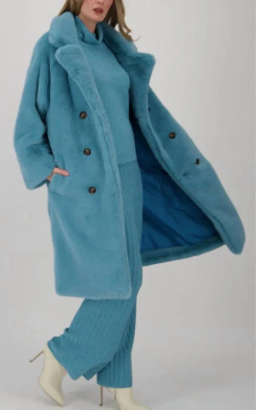 women's down coatsOversized Faux Fur Coat In Peacock