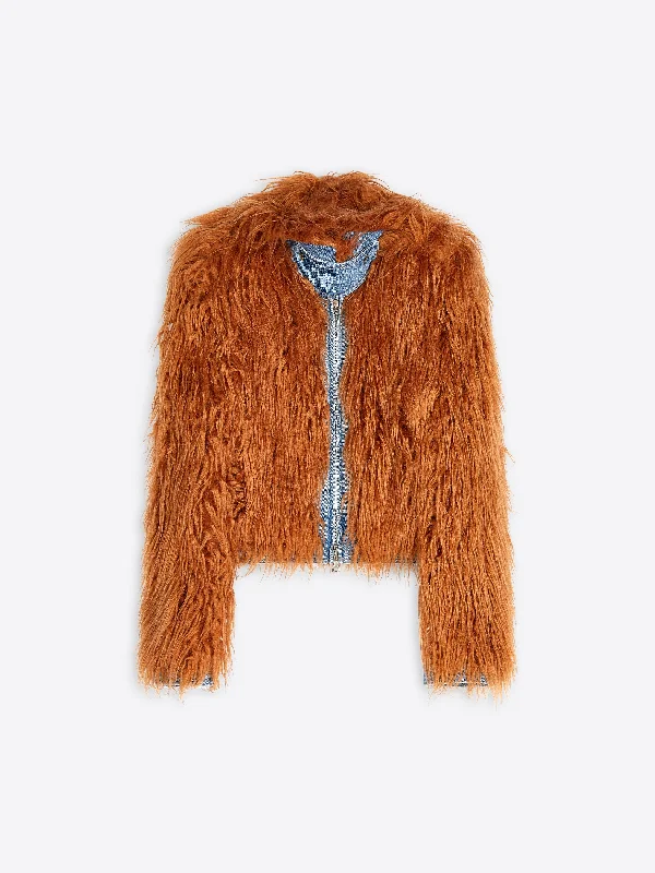 parkas for womenFaux fur and denim jacket