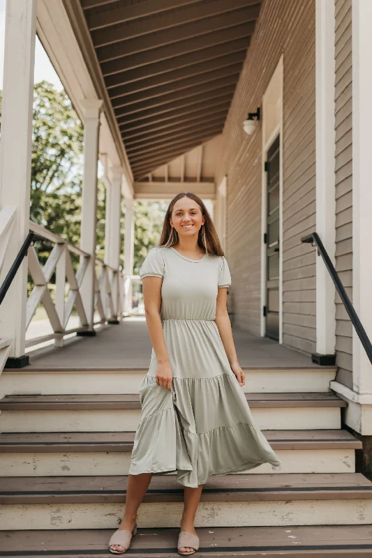 Striped DressHannah Midi Dress in Sage