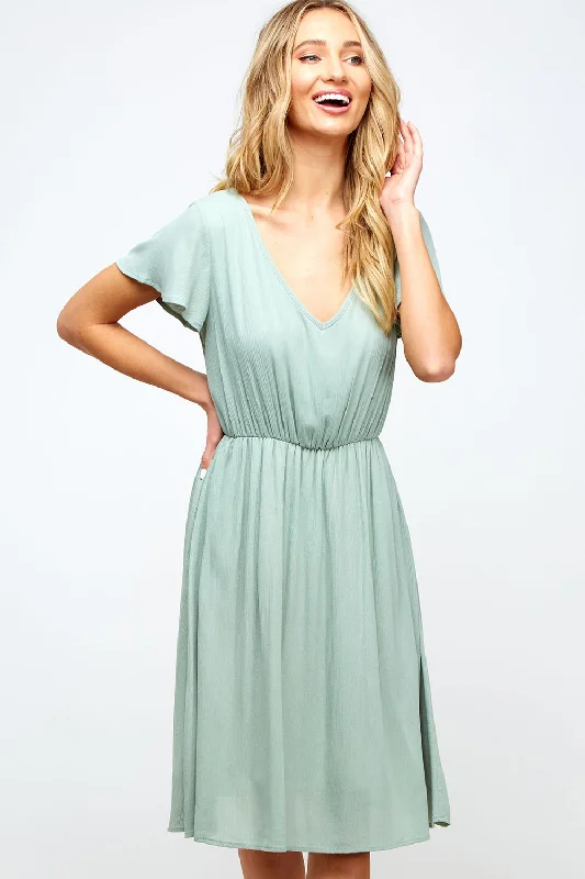 women's high-end dressesGabriella Ruffle Midi Dress in Mint