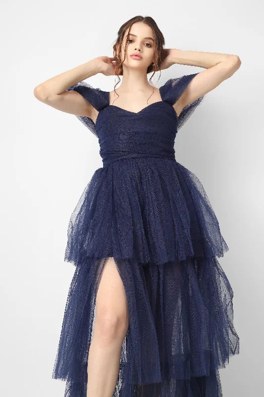 Tall Women DressSydney Galactic Cobalt Tulle Maxi Dress