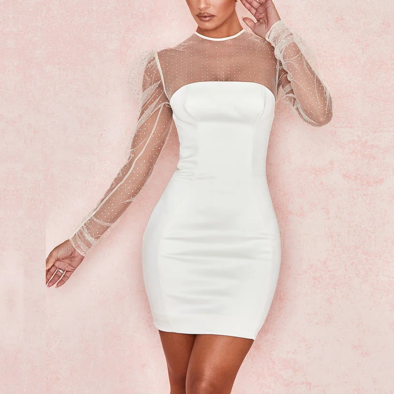 Pearl DressCarmina Statement Sleeve Bodycon Dress - Shell - FINAL SALE