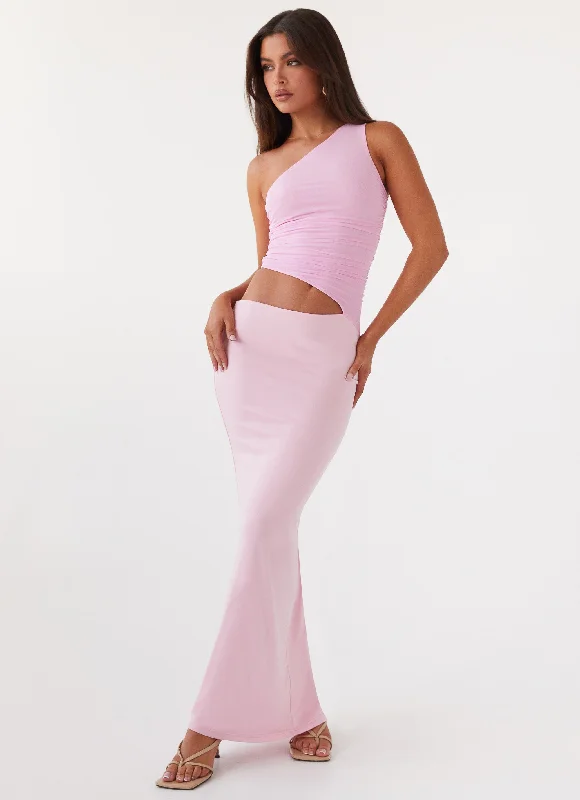 Petite DressSeranella One Shoulder Maxi Dress - Pink