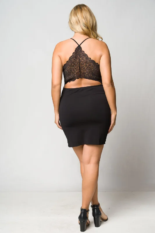 women's empire waist dressesBlack Lace Accent Bodycon Plus Size Dress