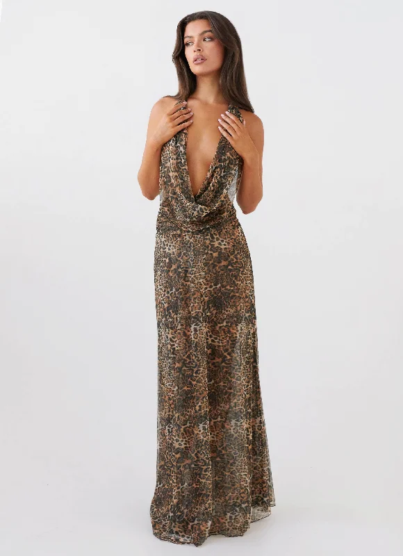 women's beach dressesElysia Mesh Maxi Dress - Leopard