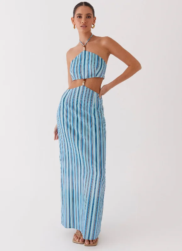 Denim DressLibby Linen Maxi Dress - Blue Stripe