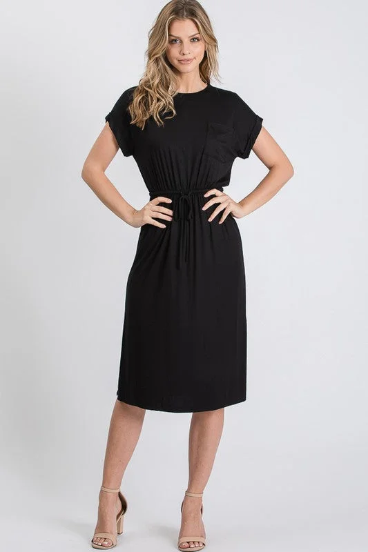 women's travel dressesAurora Midi Dress in Black