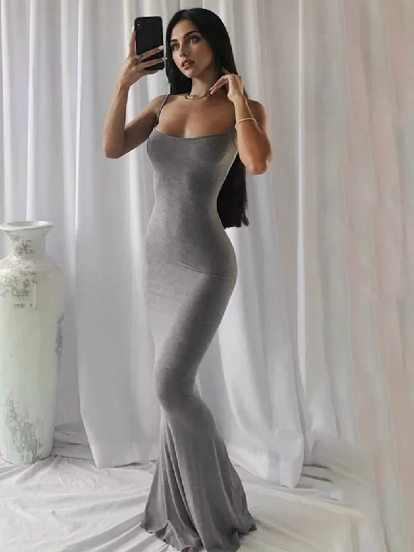 Empire DressJulia Fashion - Sexy Spaghetti Strap Bodycon Long Mermaid Dress