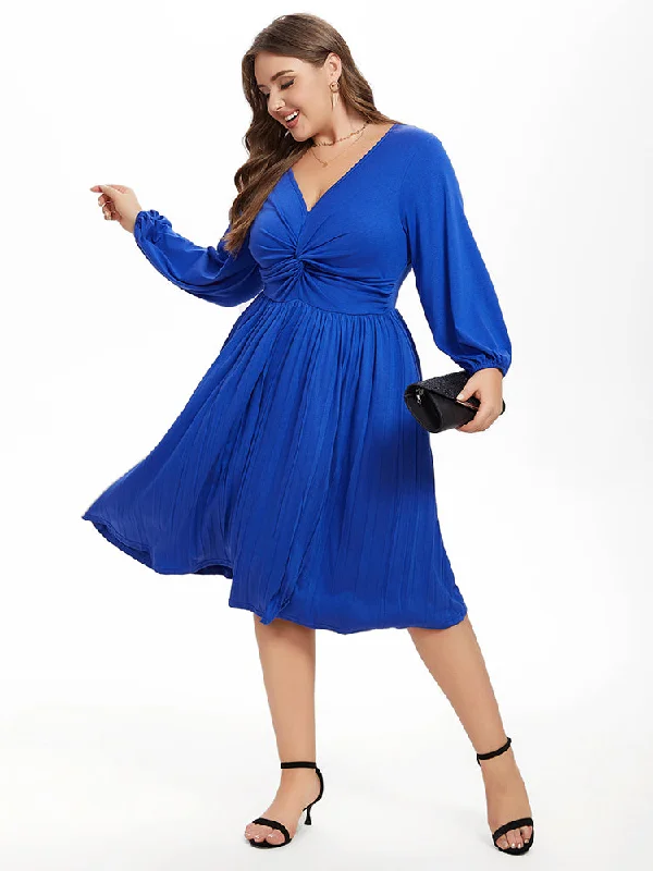 Satin DressSolid Twist Front Midi Dress