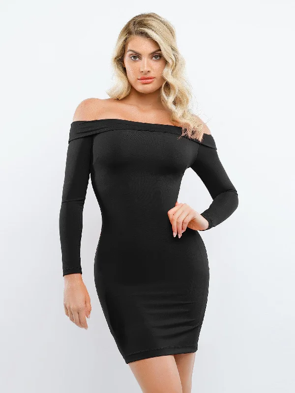 A-Line DressShapewear Long Sleeve Off-the-Shoulder Bodycon Mini Dress