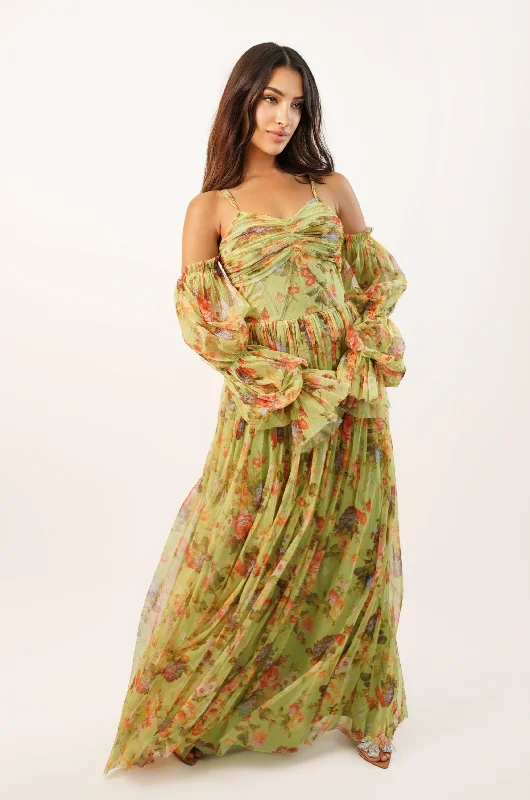 women's limited-edition dressesSaylor Green Printed Maxi Dress