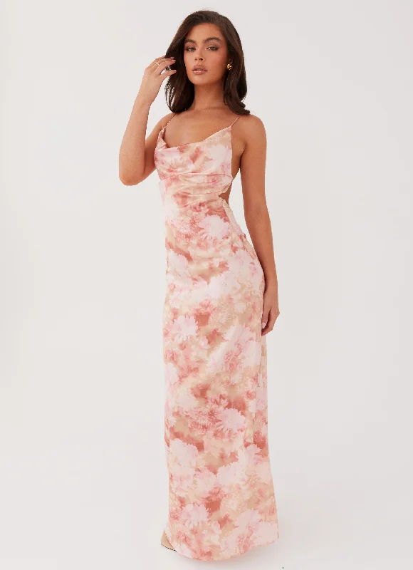 Solid Color DressDancing In The Sky Maxi Dress - Flower Garden